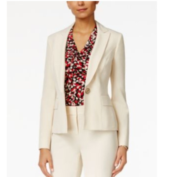 Kasper One-Button Jacket Parchment